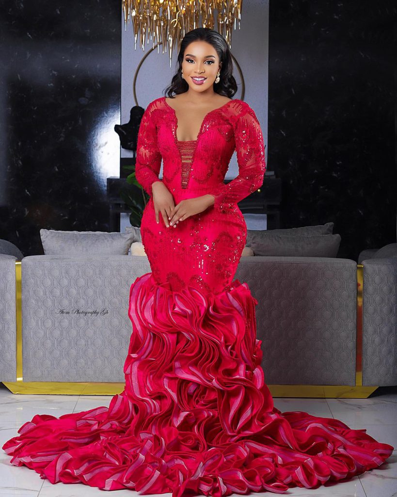 Red Gown dress by Benedicta Gafah.